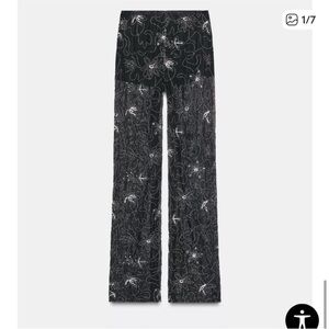 ZARA BLACK BEADED SEQUIN PANTS